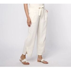 Anybody Women's Plus Sz Pants 3X Linen Blend Pull-On Pant White A636795